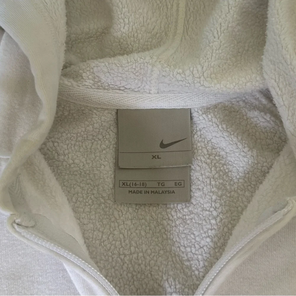 Nike White Embroidered Spell Out Logo Full Zip Up Hoodie Silver Tag Sweatshirt - Picture 5 of 10